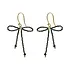 Bow Black Onyx Green Colored Earrings