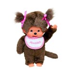 Monchhichi Meisje met Slab Roze - 20cm