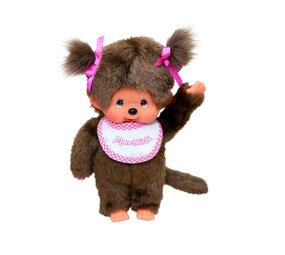 Monchhichi Meisje met Slab Roze - 20cm