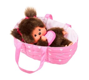 Monchhichi Monchhichi- Meisje in Draagmand - 20 cm