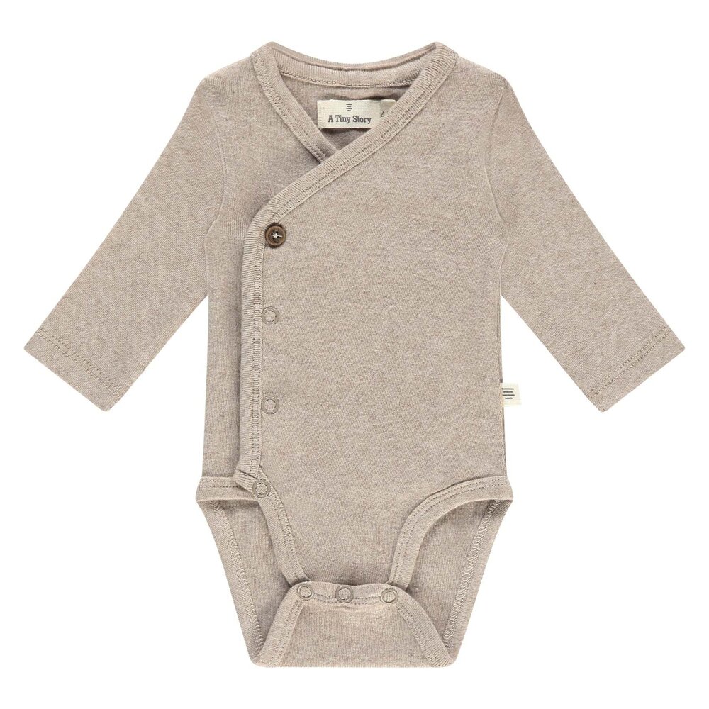 A Tiny Story Baby Baby Romper Long Sleeve - Oatmeal Melange