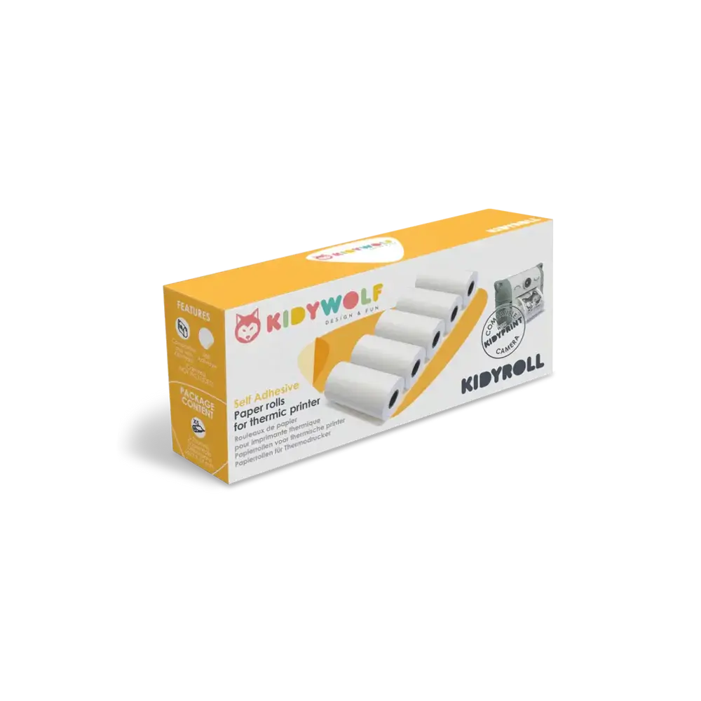 Kidywolf Kidyroll 1x 5 zelfklevend papierrollen voor Kidyprint Kidywolf Kidyroll 1x 5 zelfklevend papierrollen voor Kidyprint