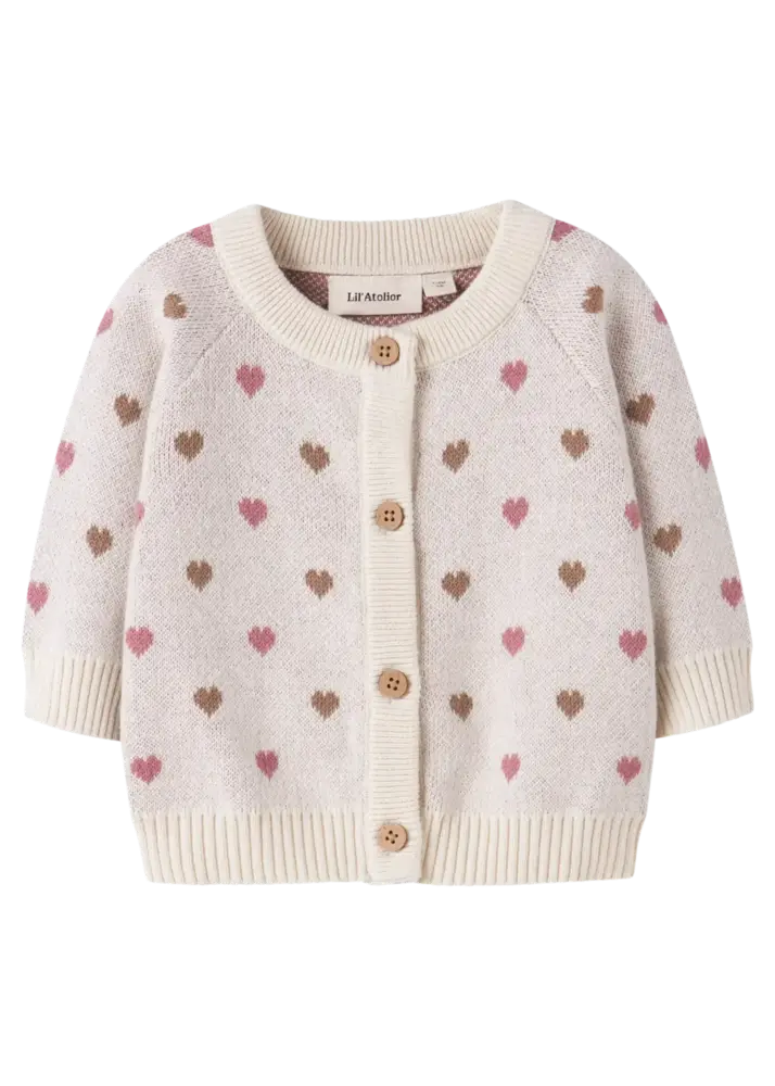 Lil' Atelier Saran LS Knit Card Heart - Turtledove Sepia Tint Lil' Atelier Saran LS Knit Card Heart - Turtledove Sepia Tint