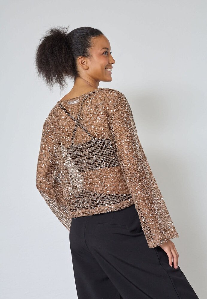 SistersPoint Glisa Shirt - Brown Glitter