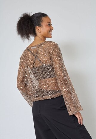 SistersPoint Glisa Shirt - Brown Glitter