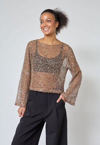 SistersPoint Glisa Shirt - Brown Glitter