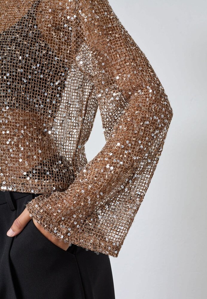 SistersPoint Glisa Shirt - Brown Glitter