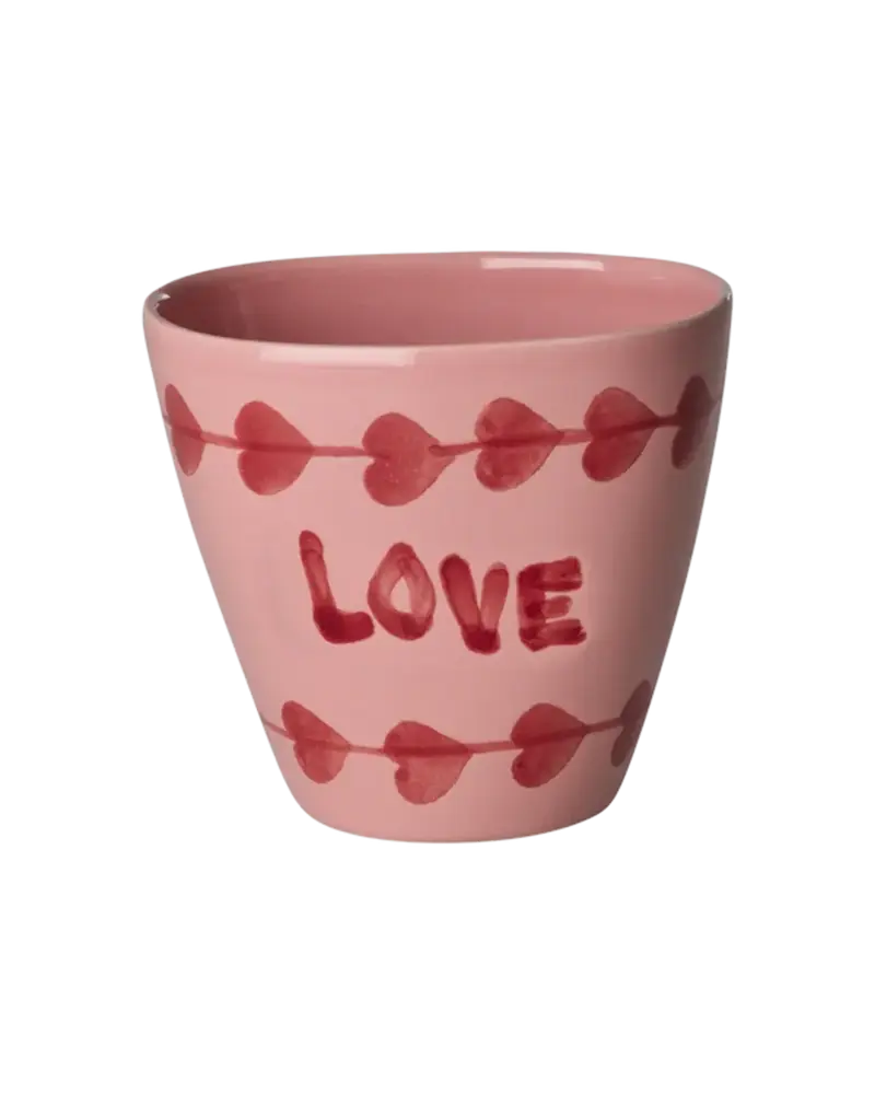 Rice Ceramic Oval Cup - Handpainted LOVE Rice Ceramic Oval Cup - Handpainted LOVE