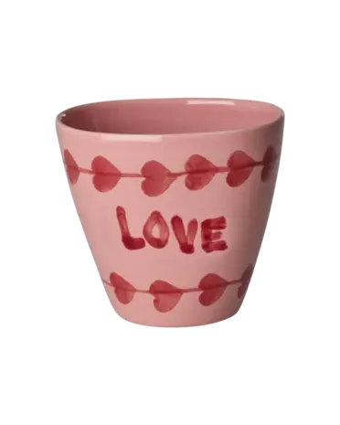 Rice Ceramic Oval Cup - Handpainted LOVE Rice Ceramic Oval Cup - Handpainted LOVE