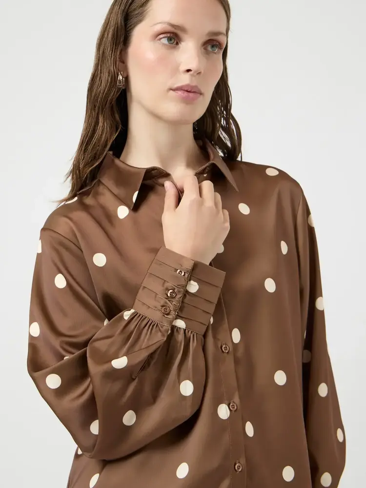 Y.A.S Pella LS Shirt - Pinecone Ecru Dots