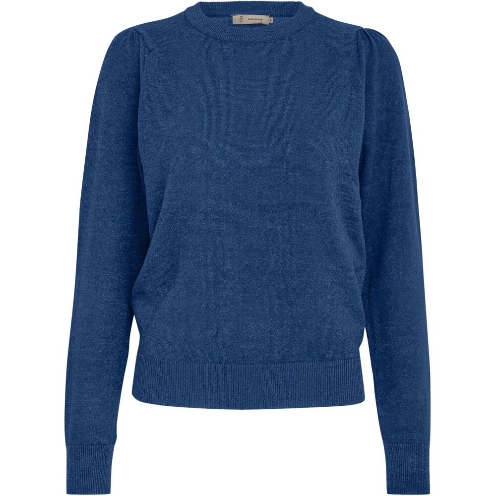 Peppercorn Remi Round Neck Long Sleeve Puff Knit Pullover - Blue Ensign Met. Peppercorn Remi Round Neck Long Sleeve Puff Knit Pullover - Blue Ensign Met.