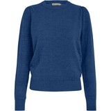 Peppercorn Remi Round Neck Long Sleeve Puff Knit Pullover - Blue Ensign Met.
