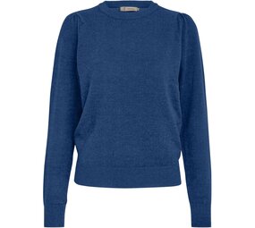 Peppercorn Remi Round Neck Long Sleeve Puff Knit Pullover - Blue Ensign Met. Peppercorn Remi Round Neck Long Sleeve Puff Knit Pullover - Blue Ensign Met.