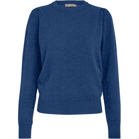 Peppercorn Remi Round Neck Long Sleeve Puff Knit Pullover - Blue Ensign Met. Peppercorn Remi Round Neck Long Sleeve Puff Knit Pullover - Blue Ensign Met.