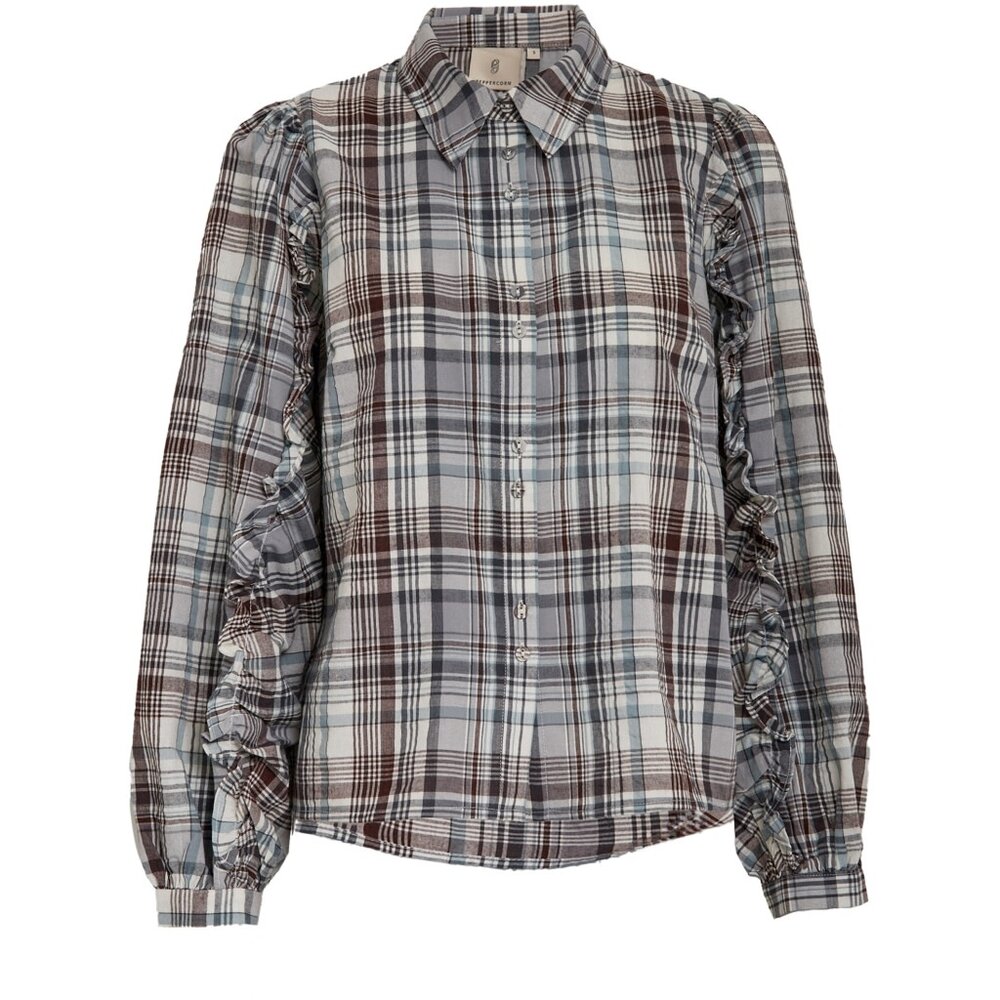 Peppercorn Luna Shirt - Steel Grey Checked
