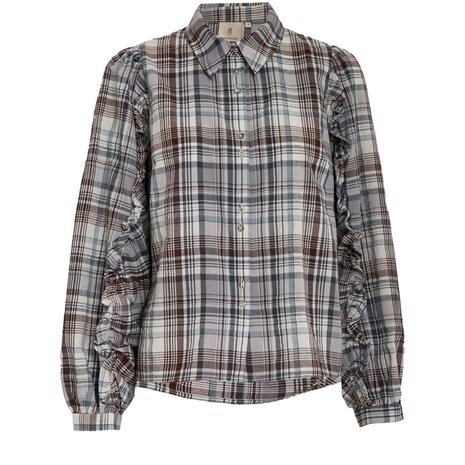 Peppercorn Luna Shirt - Steel Grey Checked
