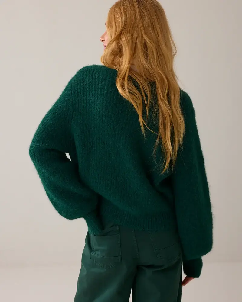 Summum Woman Cardigan Cozy melange knit – Emerald Green