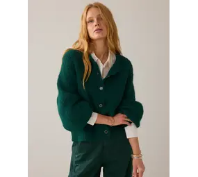 Summum Woman Cardigan Cozy melange knit – Emerald Green
