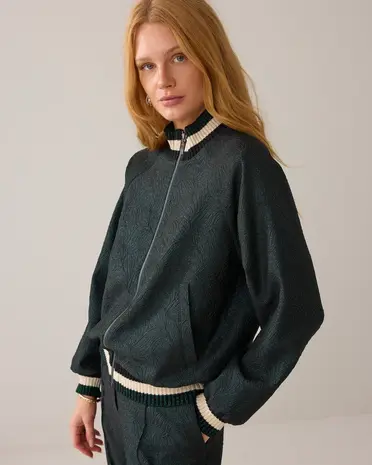 Summum Woman Bomber jacket Glitter jacquard – Emeraldgreen Summum Woman Bomber jacket Glitter jacquard – Emeraldgreen