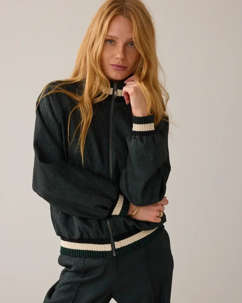 Summum Woman Bomber jacket Glitter jacquard – Emeraldgreen Summum Woman Bomber jacket Glitter jacquard – Emeraldgreen