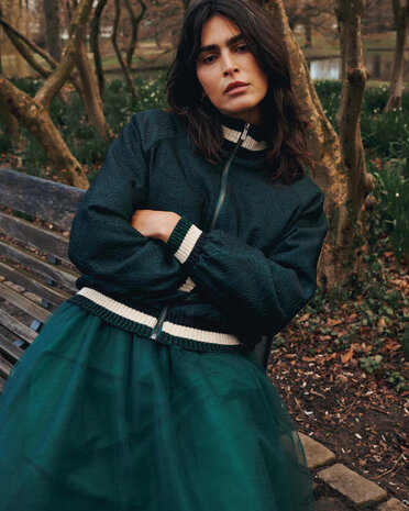 Summum Woman Bomber jacket Glitter jacquard – Emeraldgreen Summum Woman Bomber jacket Glitter jacquard – Emeraldgreen