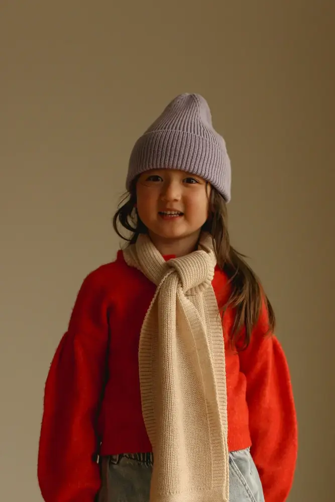 Hvid Beanie Fonzie KIDS - Lilac Hvid Beanie Fonzie KIDS - Lilac