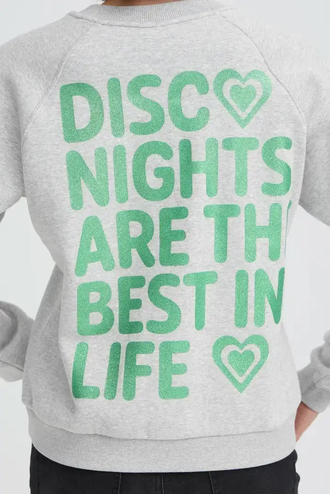 ICHI Lela Sweatshirt - L. Grey Green Glitter