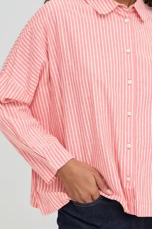 ICHI Giley Shirt - Birch/Pink Stripe