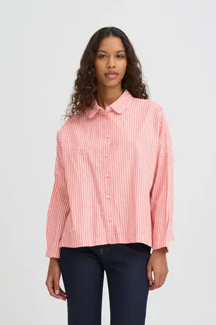 ICHI Giley Shirt - Birch/Pink Stripe