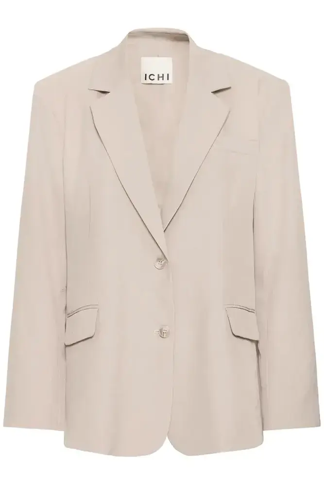 ICHI Fava Oversized Blazer - Dove Melange