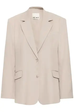ICHI Fava Oversized Blazer - Dove Melange