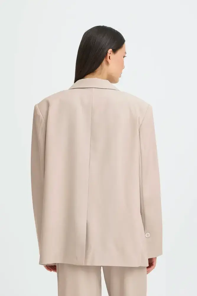 ICHI Fava Oversized Blazer - Dove Melange