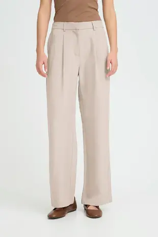 ICHI Fava Wide Pants - Dove Melange