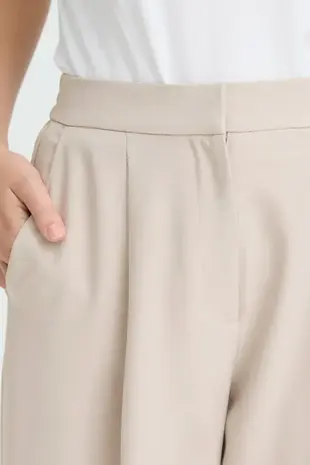 ICHI Fava Barrel Pants - Dove Melange