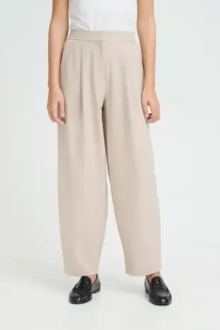 ICHI Fava Barrel Pants - Dove Melange