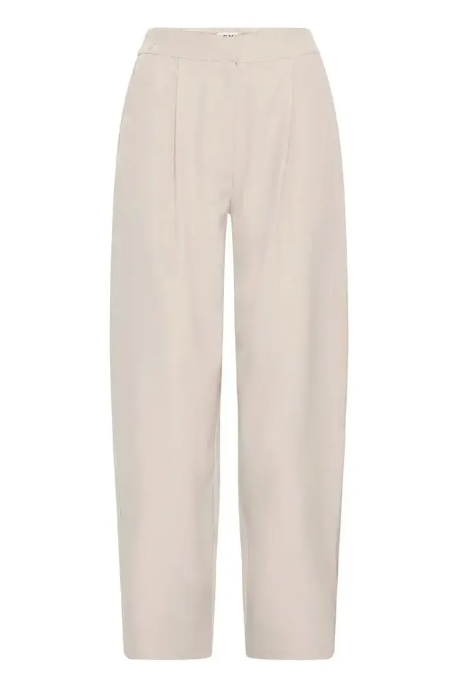 ICHI Fava Barrel Pants - Dove Melange