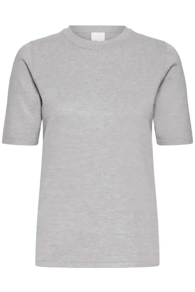 ICHI Luls O-Neck Pullover SS - Light Grey Melange