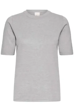 ICHI Luls O-Neck Pullover SS - Light Grey Melange