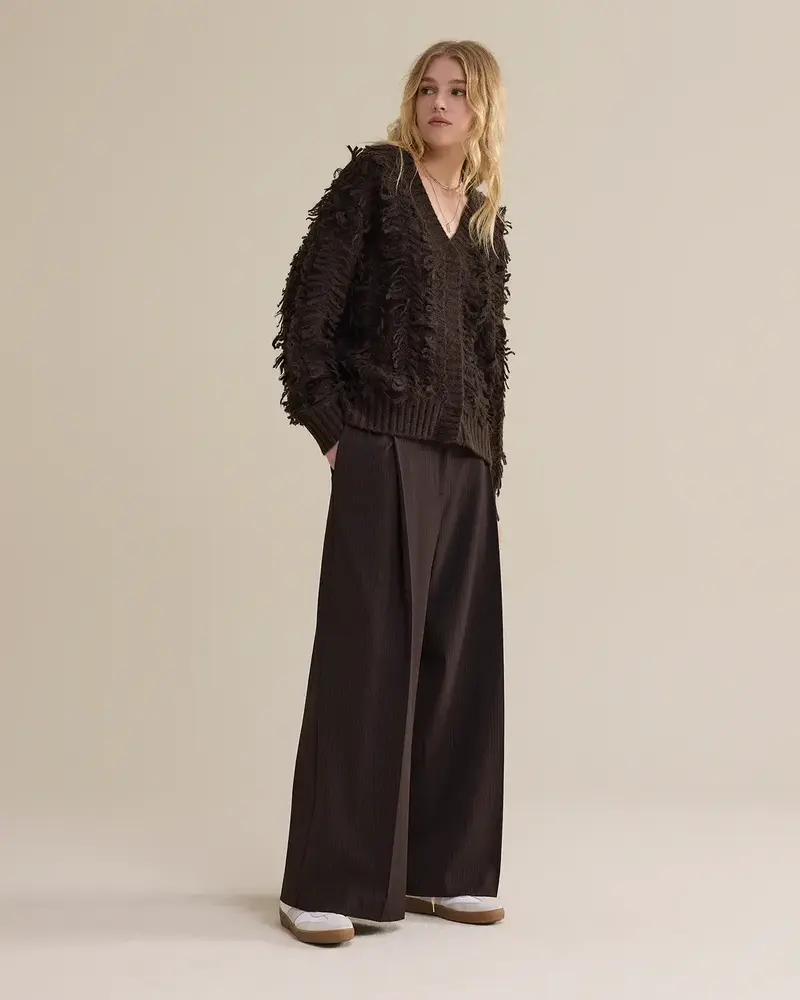 Summum Woman Trousers Pinstripe – Darkchocolate Summum Woman Trousers Pinstripe – Darkchocolate