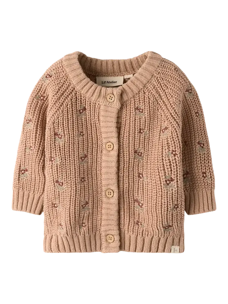 Lil' Atelier Emlen EMB AO LS Knit Cardigan - Roebuck