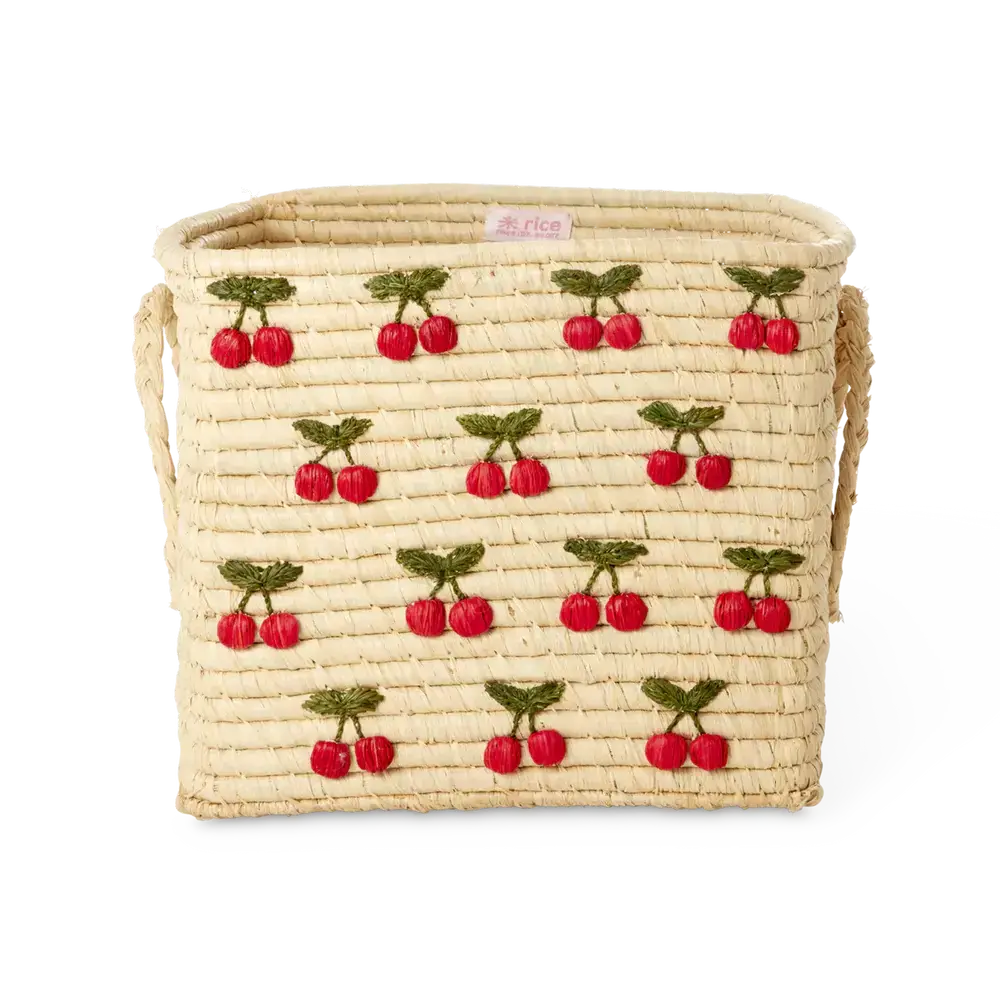 Rice Raffia opbergmand - Kleine kersjes Rice Raffia opbergmand - Kleine kersjes