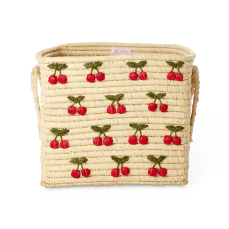 Rice Raffia opbergmand - Kleine kersjes Rice Raffia opbergmand - Kleine kersjes