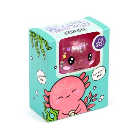 Knijpbare Glitter Axolotl Stress Speelgoed