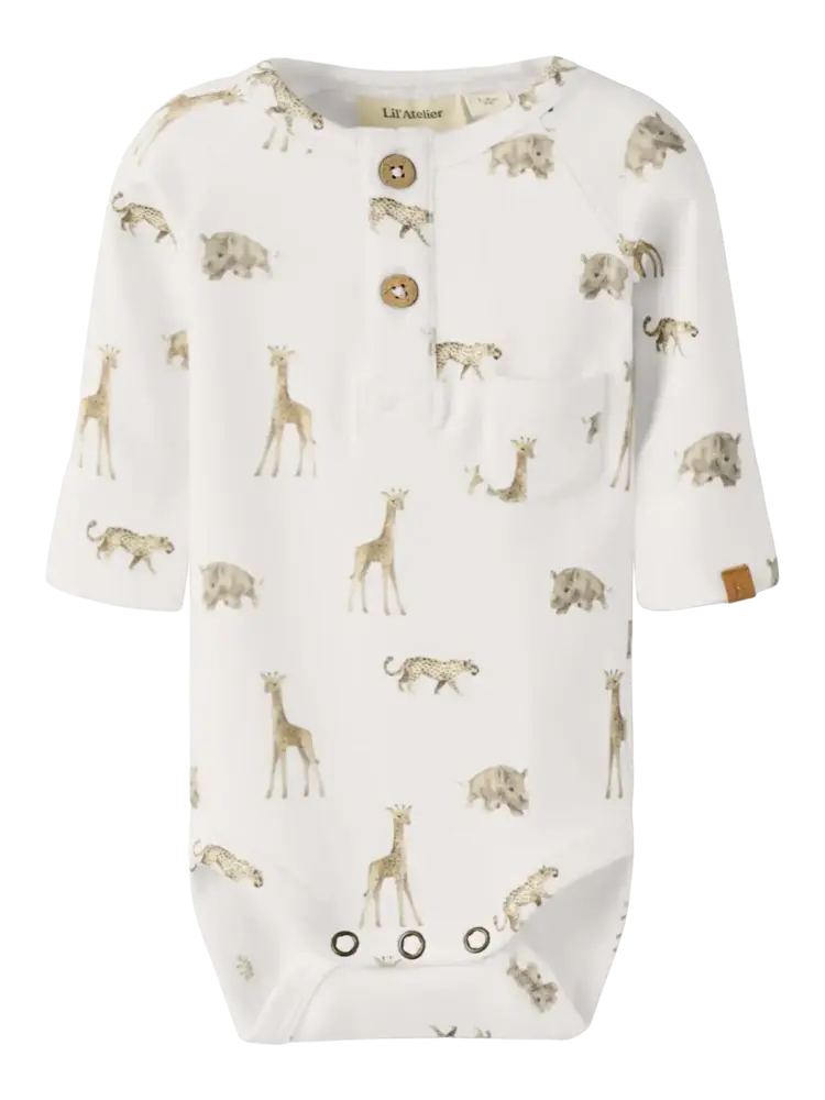 Lil' Atelier Gayo Elm LS Slim Body - Coconut Milk Animals African Lil' Atelier Gayo Elm LS Slim Body - Coconut Milk Animals African