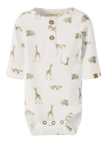 Lil' Atelier Gayo Elm LS Slim Body - Coconut Milk Animals African Lil' Atelier Gayo Elm LS Slim Body - Coconut Milk Animals African