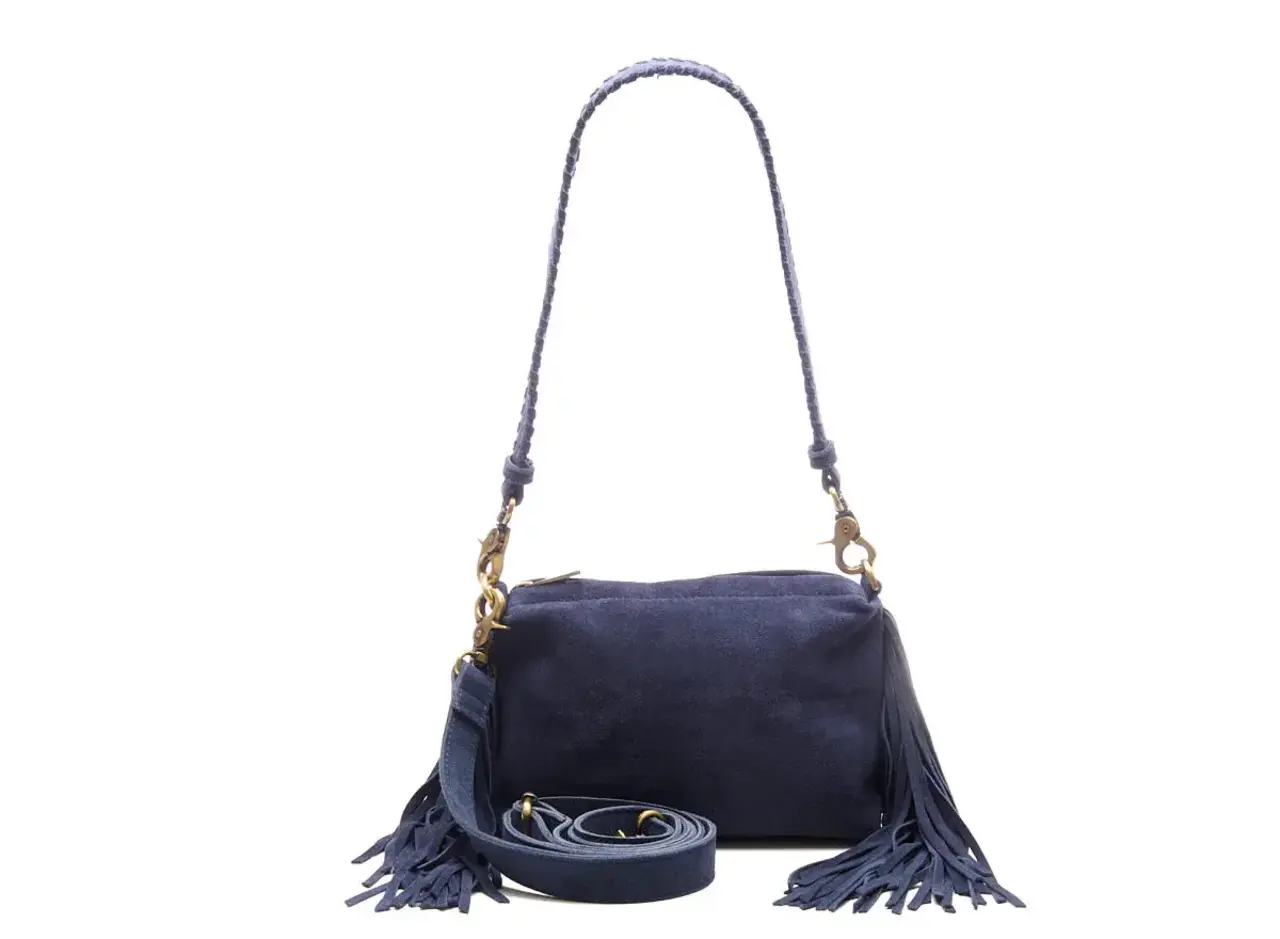 Chabo Bags Suede Stormy Fringes Small -  Navy Blue