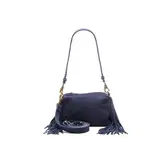 Chabo Bags Suede Stormy Fringes Small -  Navy Blue