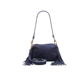 Chabo Bags Suede Stormy Fringes Small -  Navy Blue