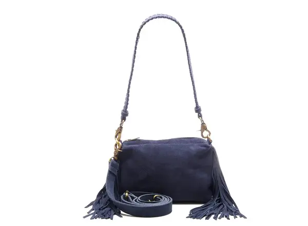Chabo Bags Suede Stormy Fringes Small -  Navy Blue