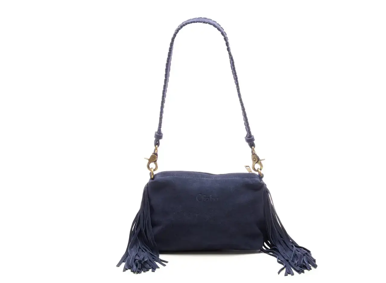 Chabo Bags Suede Stormy Fringes Small -  Navy Blue